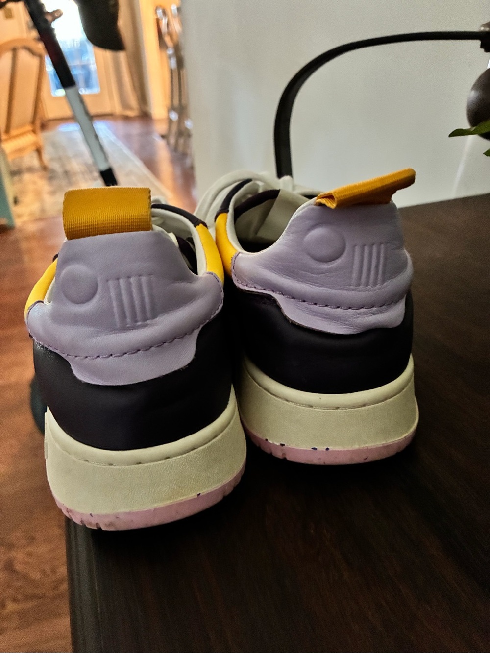 Oncept White Leather Sneakers with Pink, Purple & Yellow Accents - Picture 2 of 6